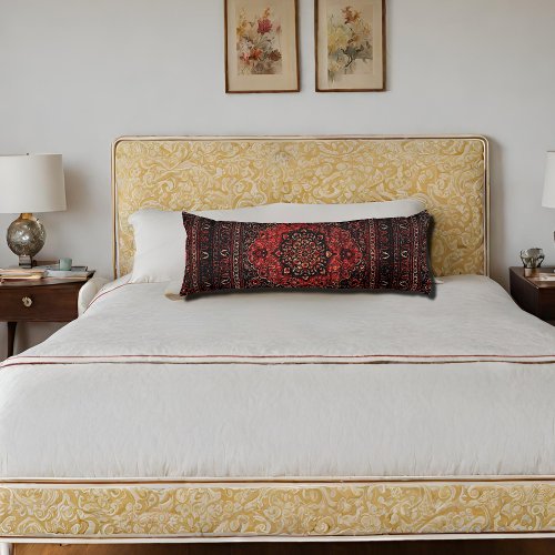 Oriental carpet look in rose tinted field body pillow