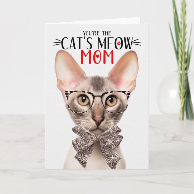 Oriental Cat for Mom on Mother's Day Holiday Card (Front)