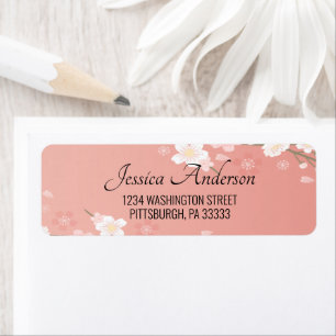 Oriental Cherry Blossom Mailing Address Label