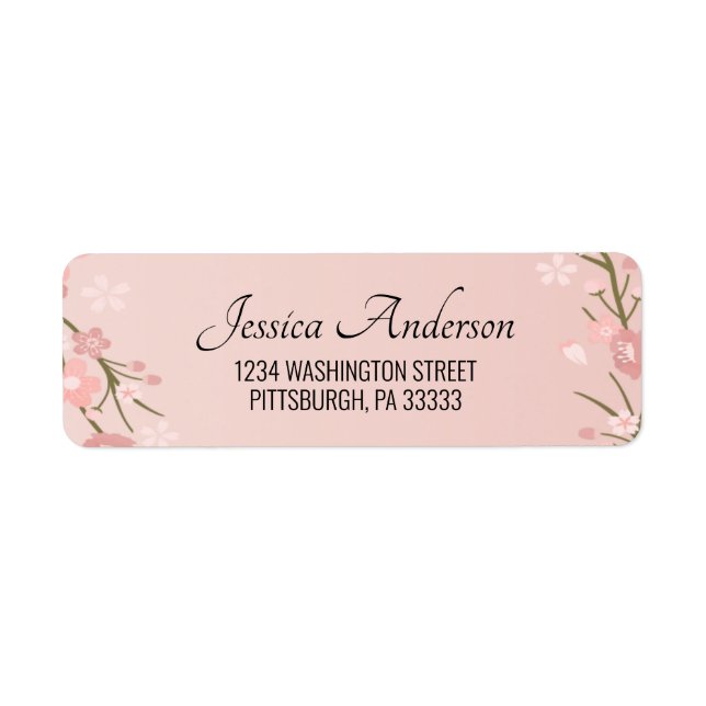 Oriental Cherry Blossom Mailing Address Label (Front)