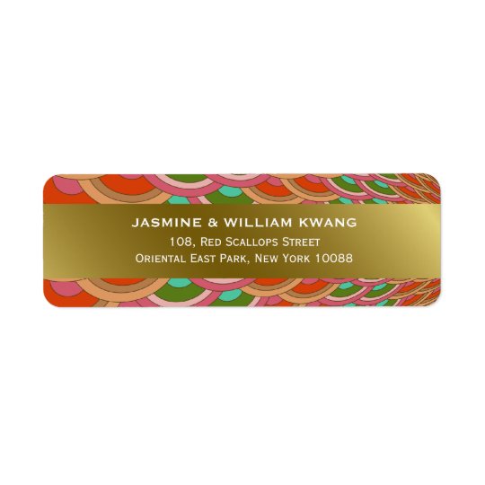 Oriental Chic Scalloped Fan Wedding Address Label