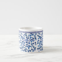 Oriental China Sky Blue Leaf White Design