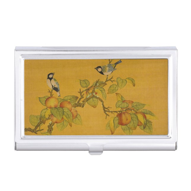 Oriental Chinese Birds And Fruit Business Card Case (Front)