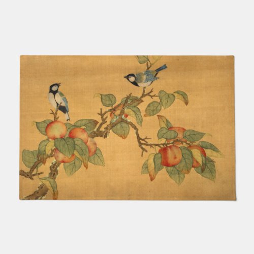 Oriental Chinese Birds And Fruit Doormat