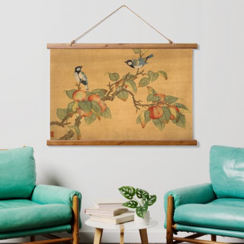 Oriental Chinese Birds And Fruit Hanging Tapestry