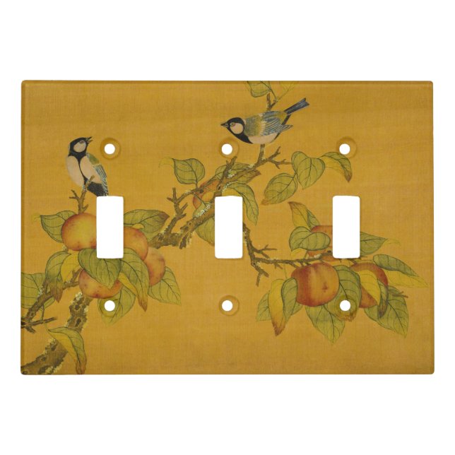 Oriental Chinese Birds And Fruit Light Switch Cover (Front)