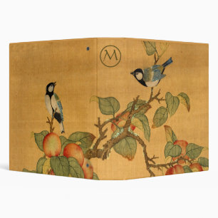 Oriental Chinese Birds And Fruit Monogram 3 Ring Binder