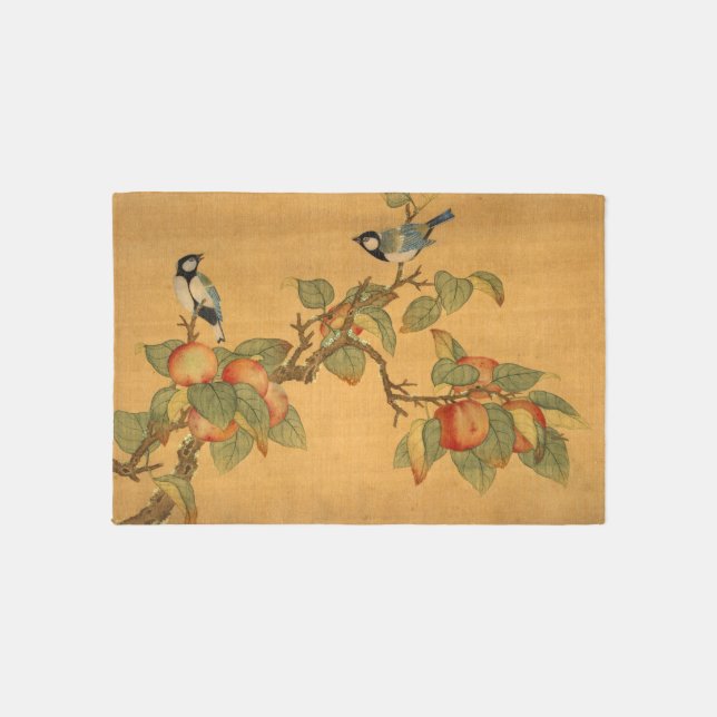 Oriental Chinese Birds And Fruit Rug (Front)