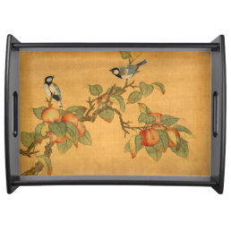Oriental Chinese Birds And Fruit Serving Tray