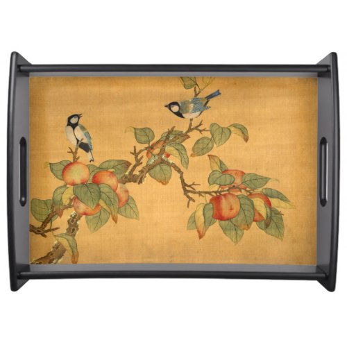 Oriental Chinese Birds And Fruit Serving Tray