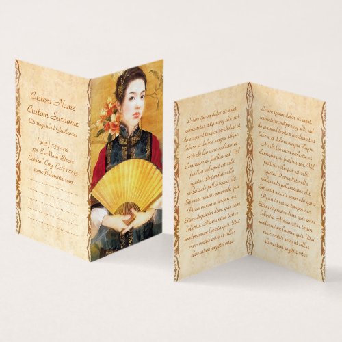 Oriental chinese lady vibrant beautiful portrait business card