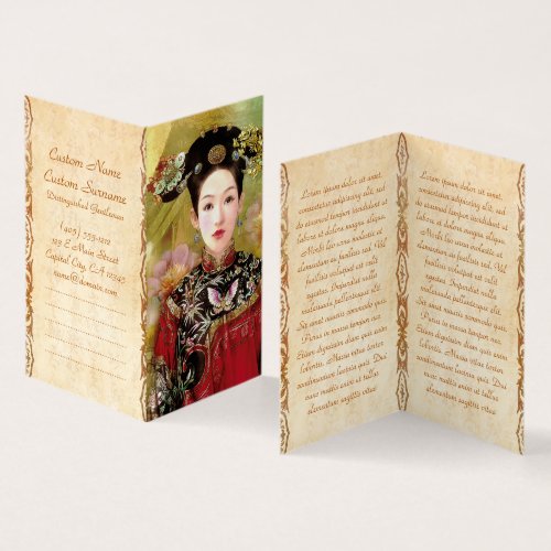 Oriental chinese lady vibrant beautiful portrait business card