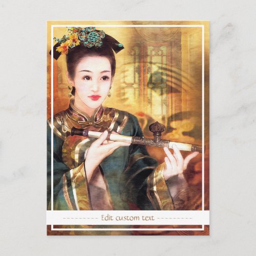 Oriental chinese lady vibrant beautiful portrait postcard