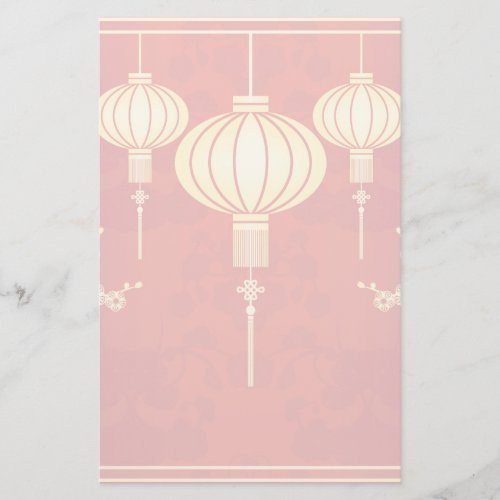 Oriental Chinese Lantern Illustration Stationery