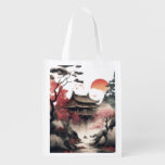 Oriental Chinese Pagoda Reusable Grocery Bag