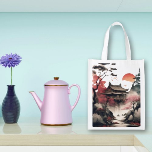 Oriental Chinese Pagoda Reusable Grocery Bag