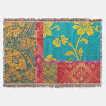 ORIENTAL Colorful Green Red - Throw Blanket