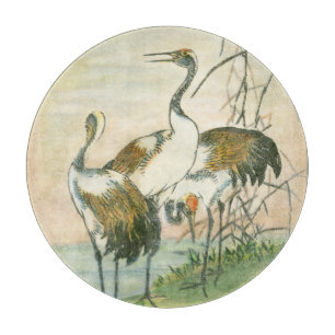 Oriental Cranes by the Water Cutting Board