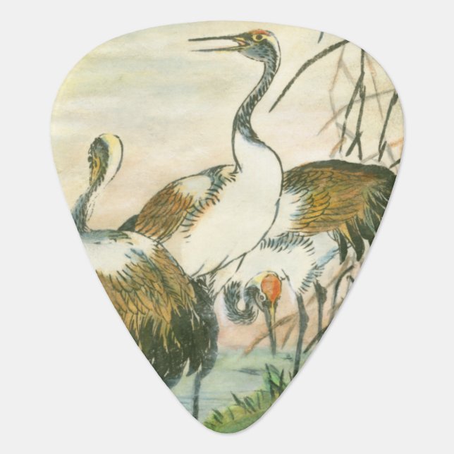 Oriental Cranes by the Water Guitar Pick (Front)