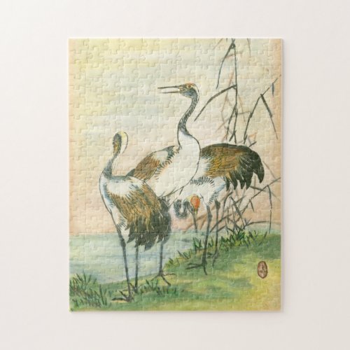 Oriental Cranes by the Water Jigsaw Puzzle