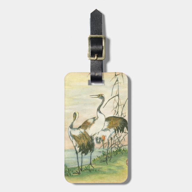 Oriental Cranes by the Water Luggage Tag (Front Vertical)