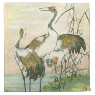 Oriental Cranes by the Water Napkin