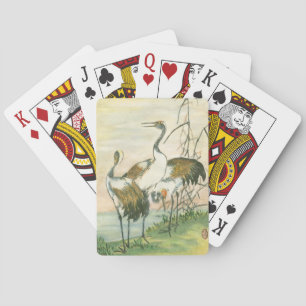Oriental Cranes by the Water Poker Cards