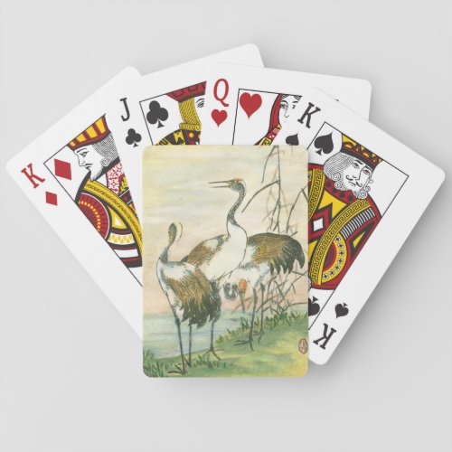 Oriental Cranes by the Water Poker Cards