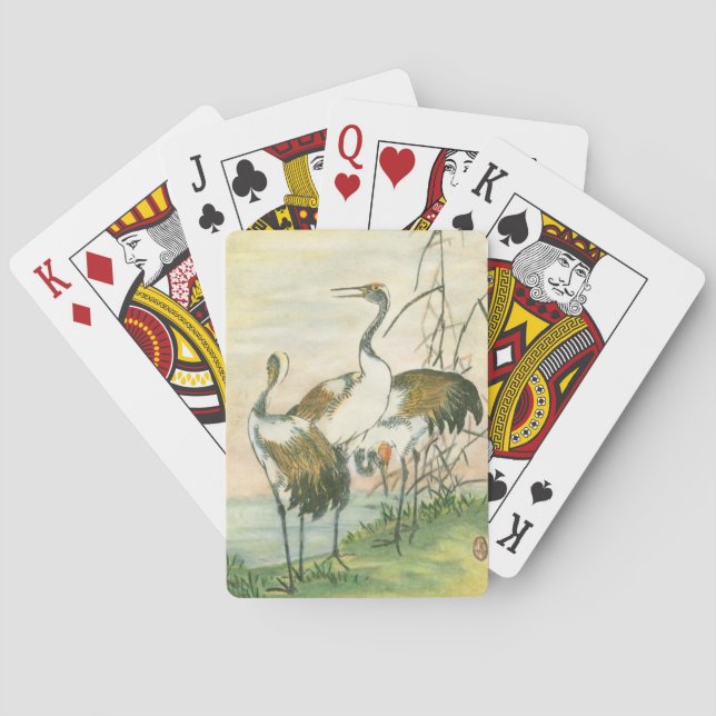 Oriental Cranes by the Water Poker Cards (Back)
