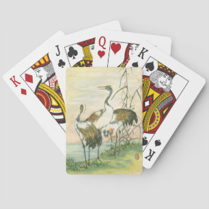Oriental Cranes by the Water Poker Cards