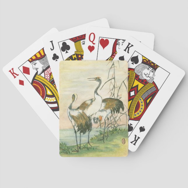 Oriental Cranes by the Water Poker Cards (Back)