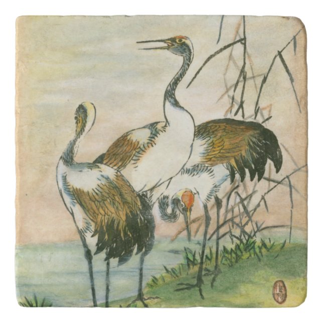 Oriental Cranes by the Water Trivet (Front)