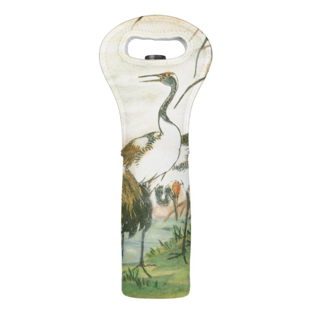 Oriental Cranes by the Water Wine Bag (Back)