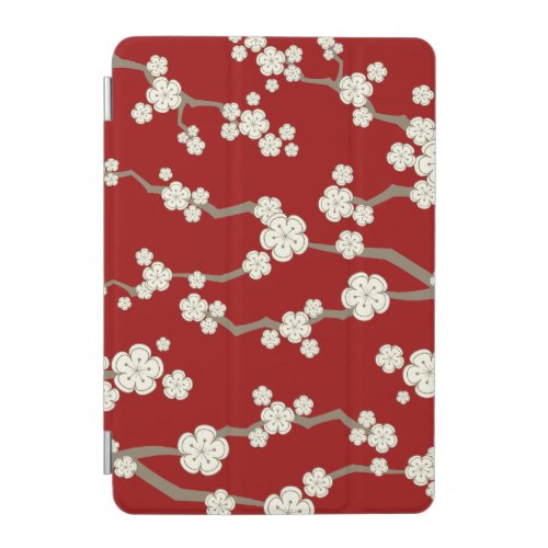 Oriental Cream Sakura Zen Cherry Blossoms On Red iPad Mini Cover
