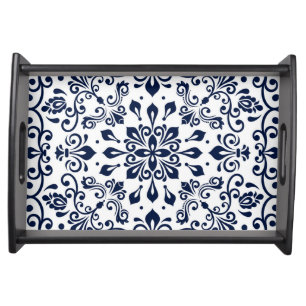 Oriental Damask blue on white Serving Tray