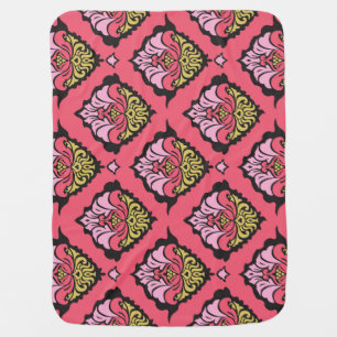 Oriental Damask Floral Seamless Wallpaper Baby Blanket