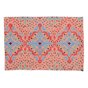 Oriental damask, Talavera pottery pattern. Pillow Case