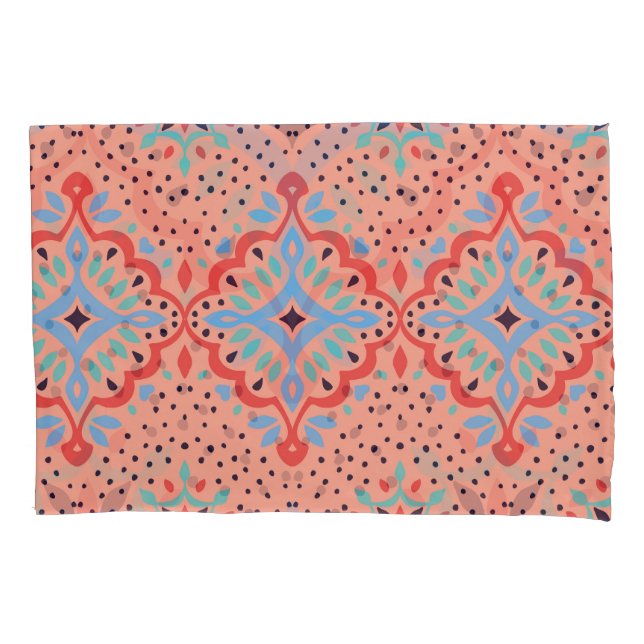 Oriental damask, Talavera pottery pattern. Pillow Case (Front)