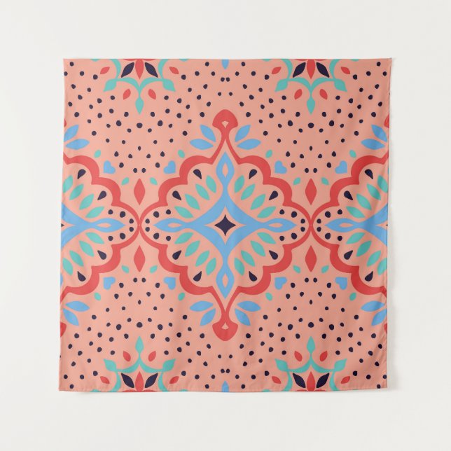 Oriental damask, Talavera pottery pattern. Tapestry (Front)