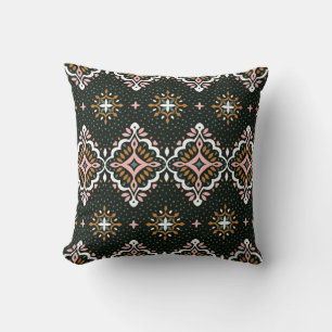 Oriental Damask: Talavera Vintage Elegance Throw Pillow