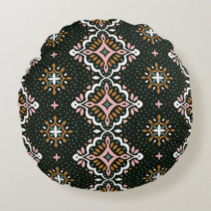 Oriental Damask: Vintage Talavera Mosaic. Round Pillow