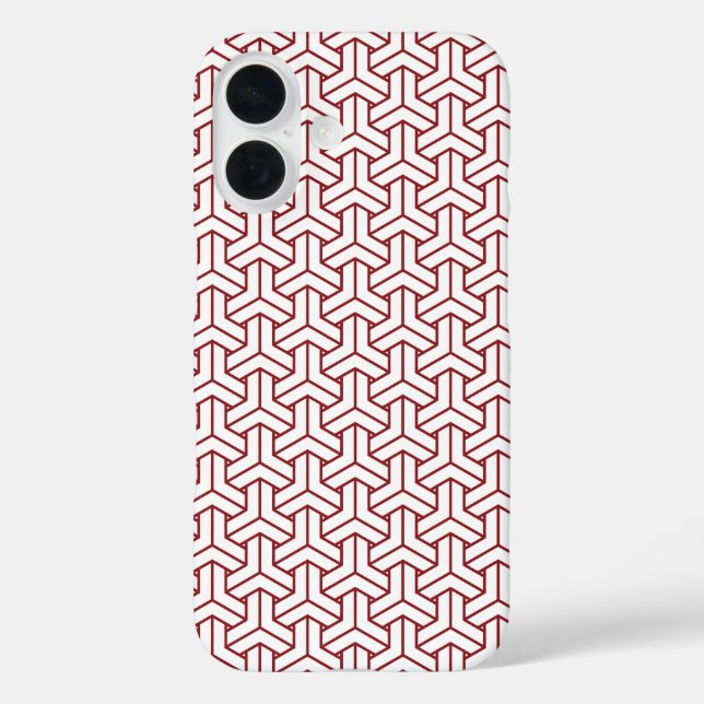 Oriental Dark Red White Japan Bishamon Pattern Case-Mate iPhone Case (Back)