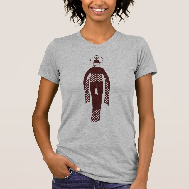 Oriental Dark Red Woman Turban Turkey Art Nouveau T-Shirt (Front)