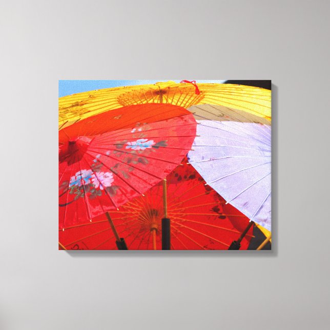 ORIENTAL DESIGN UMBRELLAS WRAPPED CANVAS PRINT (Front)