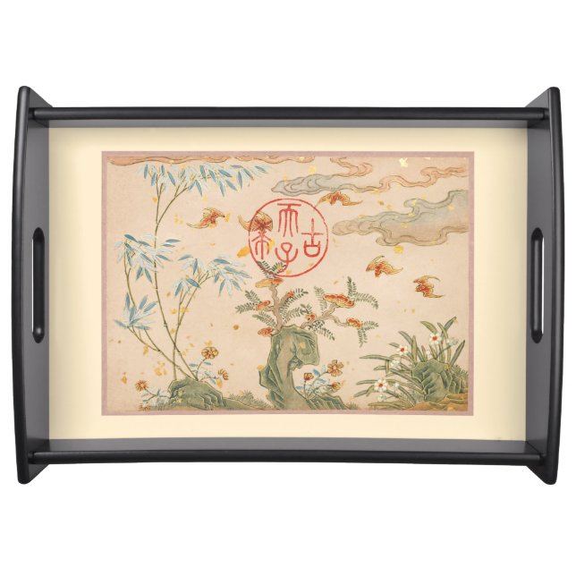 Oriental Dining Tray, Chinese Flowers & Birds  Serving Tray (Front)