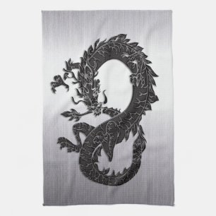 Oriental Dragon Black Towel