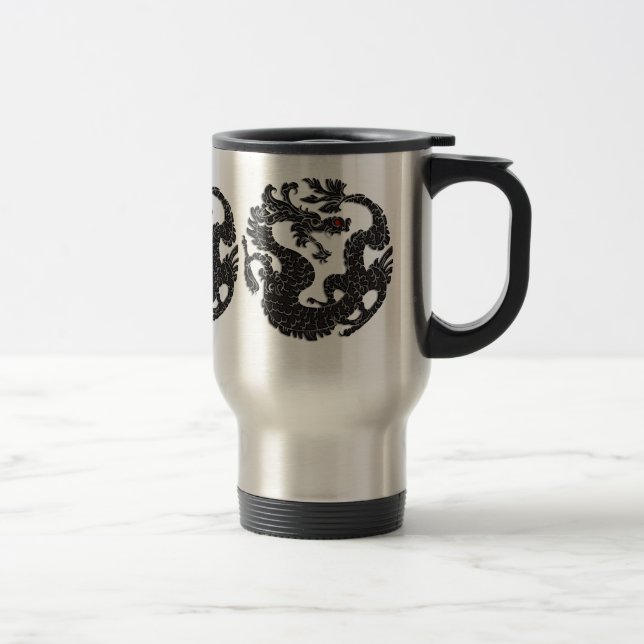 Oriental Dragon Black Travel Mug (Right)