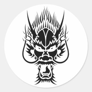 Oriental dragon classic round sticker