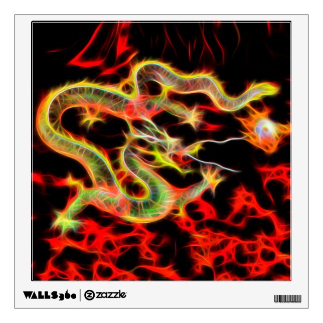 Oriental Dragon Fire on Lucky Energy Wall Sticker (Front)