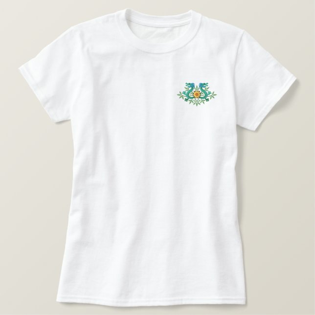 Oriental Dragon Flowers Embroidered Shirt (Design Front)